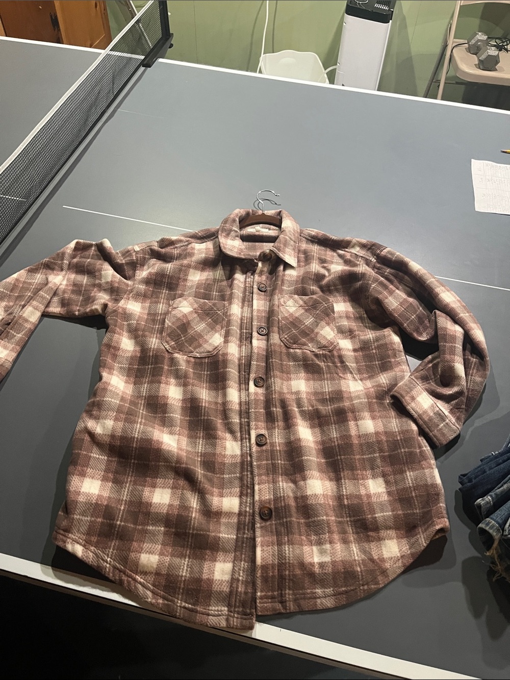 Maurices Plaid Button-Up Shacket in Brown and Ivory